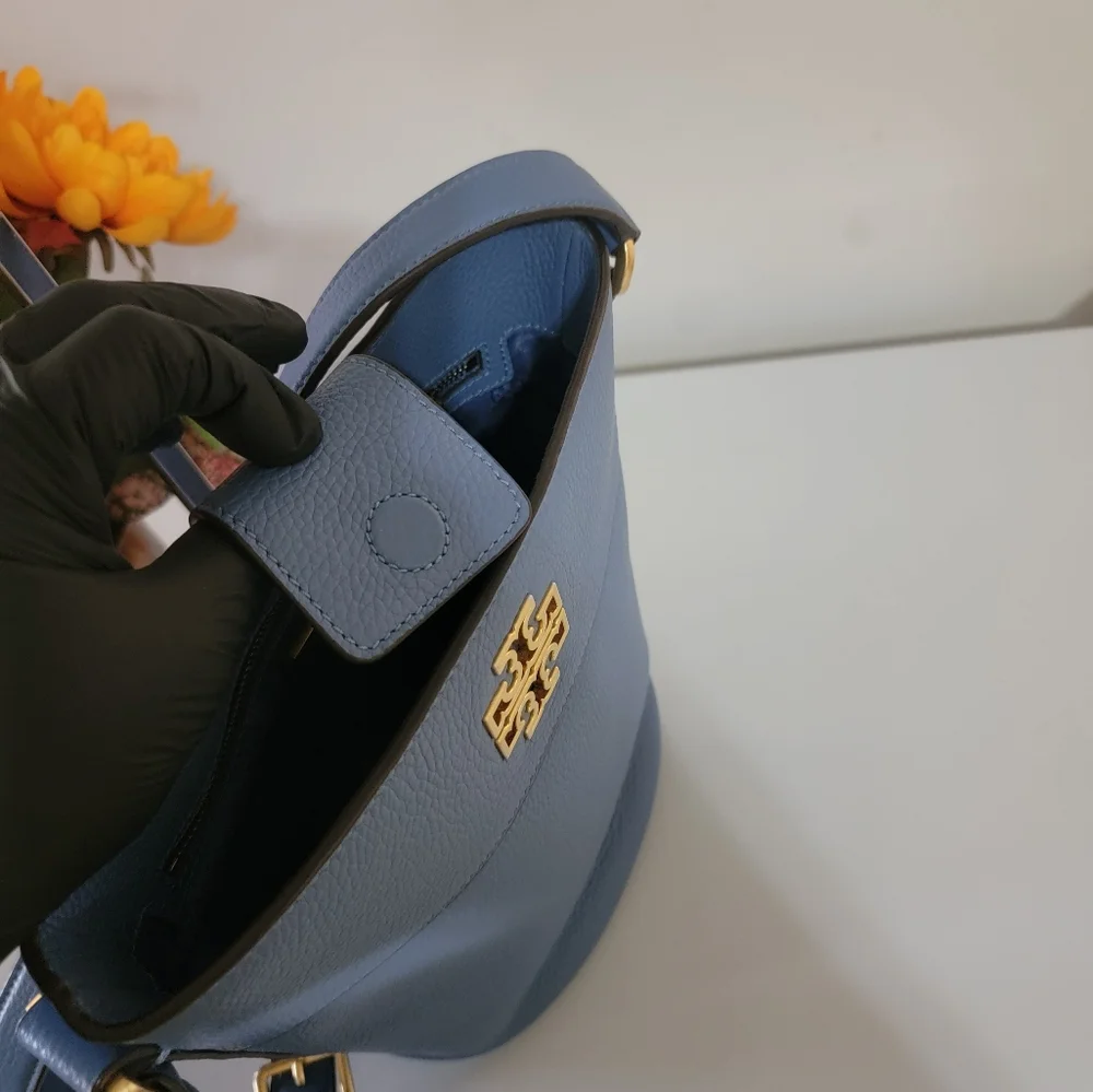 Tory Burch Blue Leather Bucket Bag
